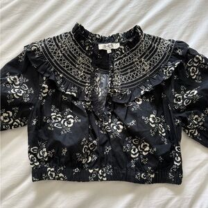 SEA black and white floral blouse